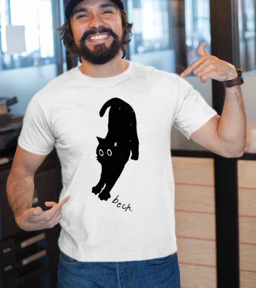 Beck Stretching Cat Silhouette Black Outline T-Shirt