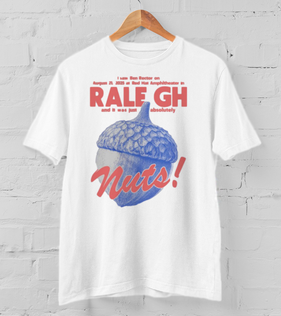 Ben Rector Raleigh Concert August 2023 Red Hat Amphitheater Nuts Acorn T-Shirt