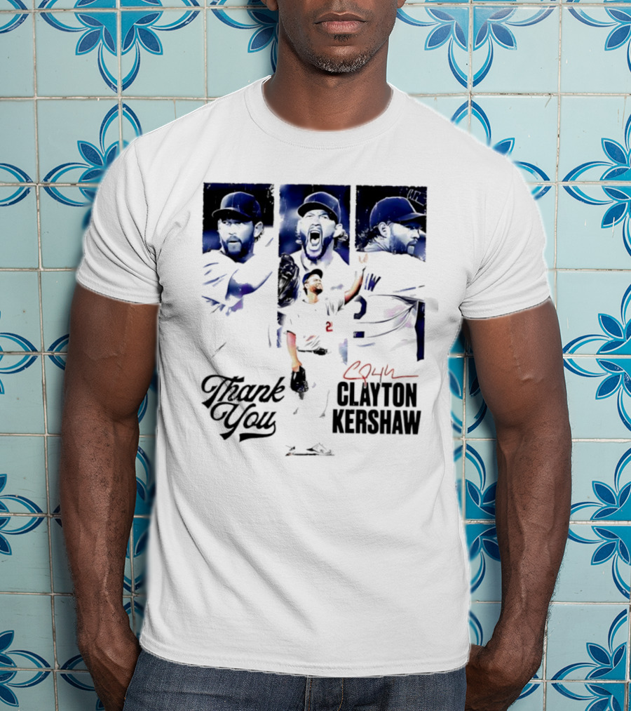 Clayton Kershaw Los Angeles Dodgers Thank You Signature Cursive T-Shirt