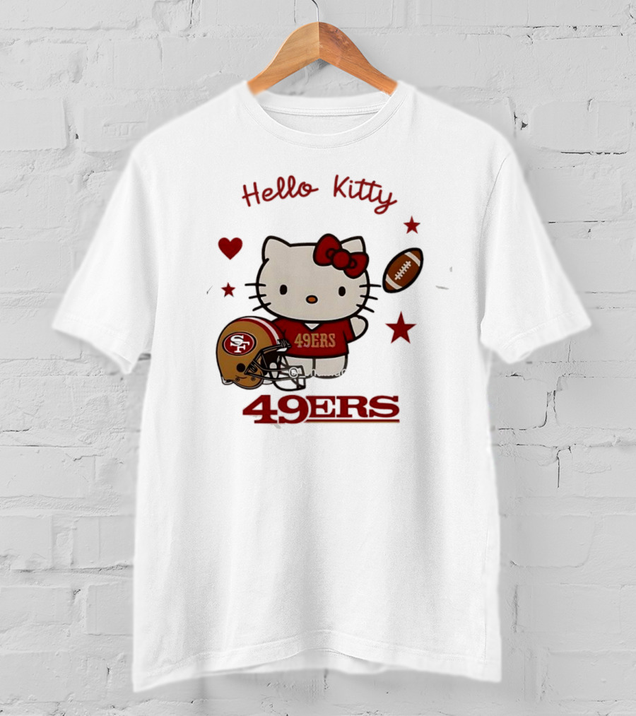 Hello Kitty 49ers Collaboration San Francisco Football Helmet T-Shirt