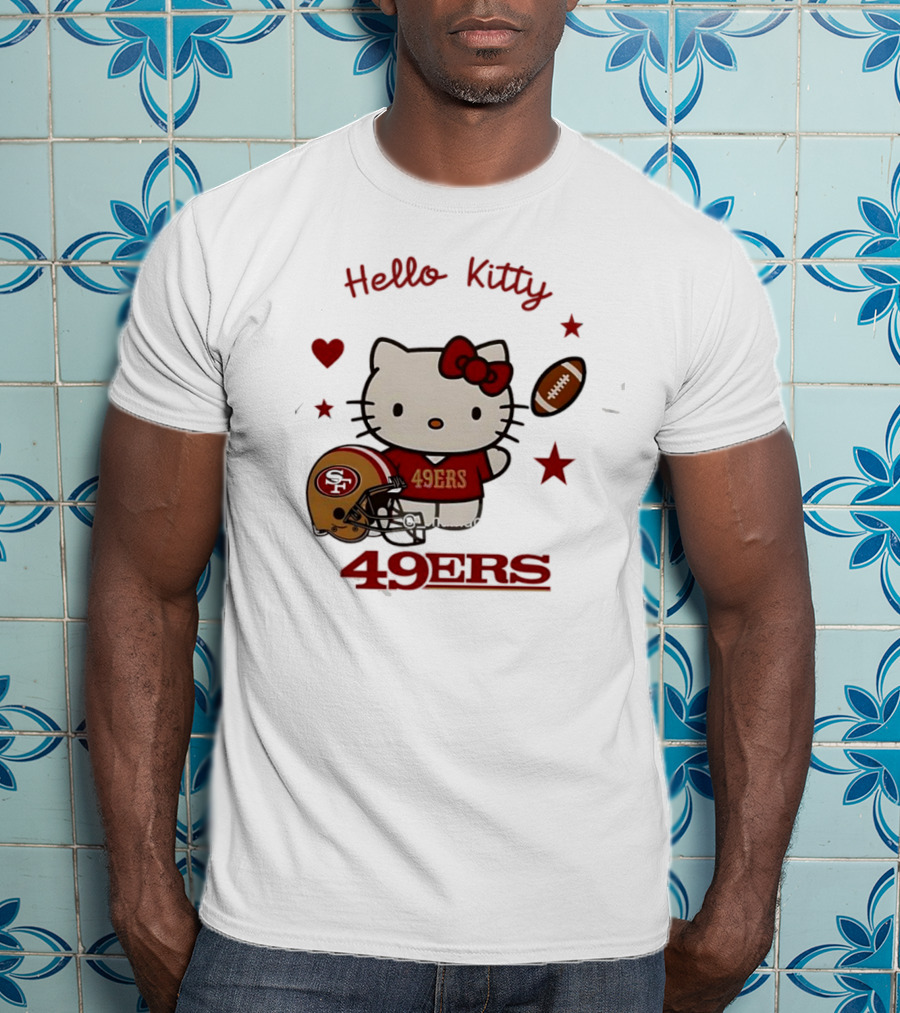 Hello Kitty 49ers Collaboration San Francisco Football Helmet T-Shirt