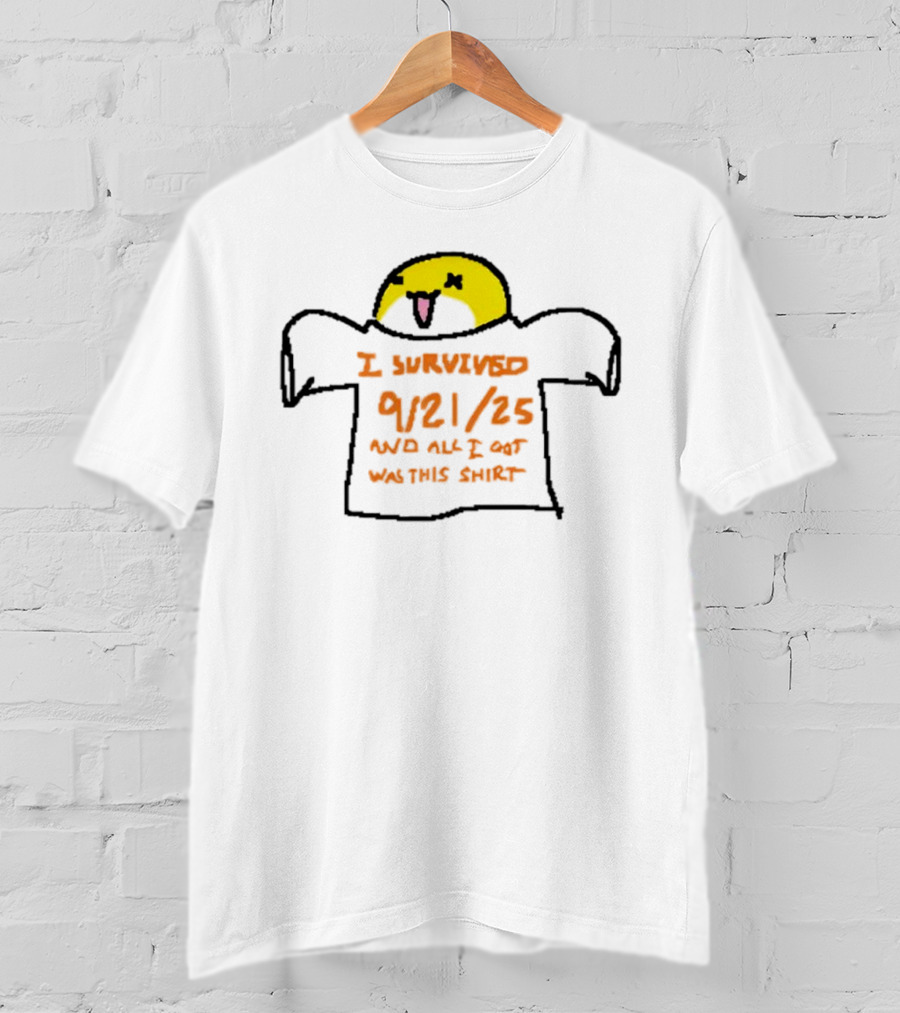 I Survived 9-21-25 Funny Yellow Face Icon T-Shirt