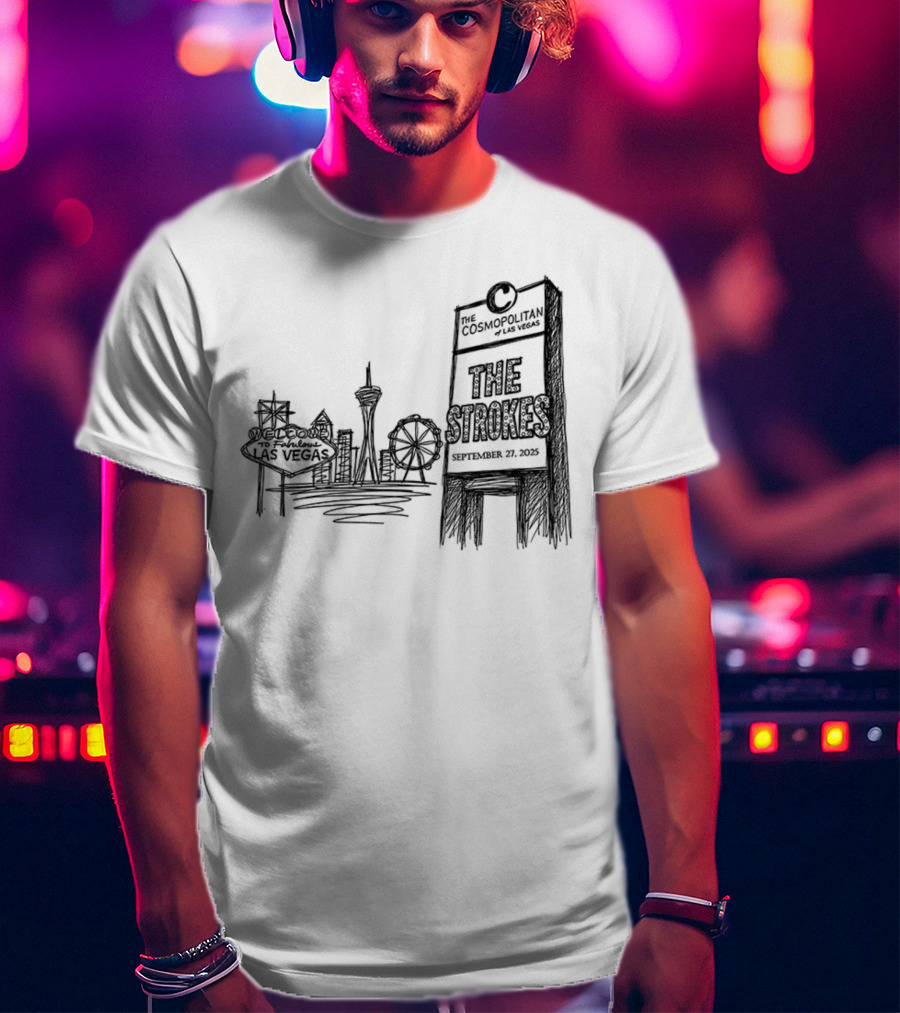 Las Vegas Landmarks Neon Sign Skyline 2025 T-Shirt