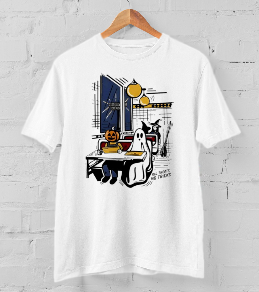 Waffle House Halloween All Treats No Tricks Jack-O-Lantern Characters T-Shirt