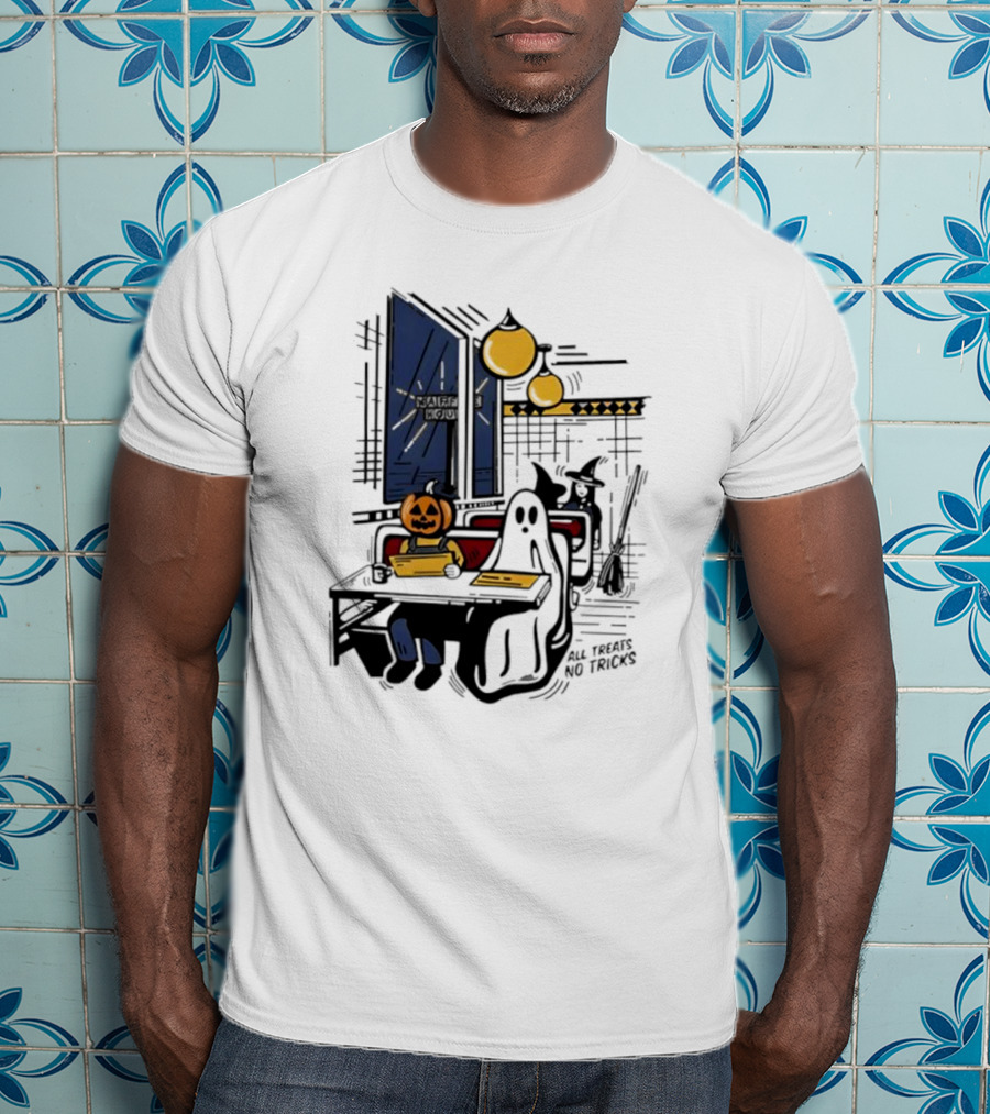 Waffle House Halloween All Treats No Tricks Jack-O-Lantern Characters T-Shirt