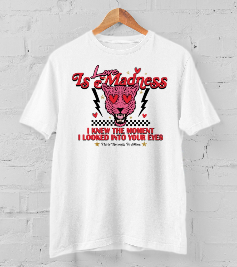 Love Is Madness I Knew The Moment I Looked Into Your Eyes Leopard Hearts T-Shirt