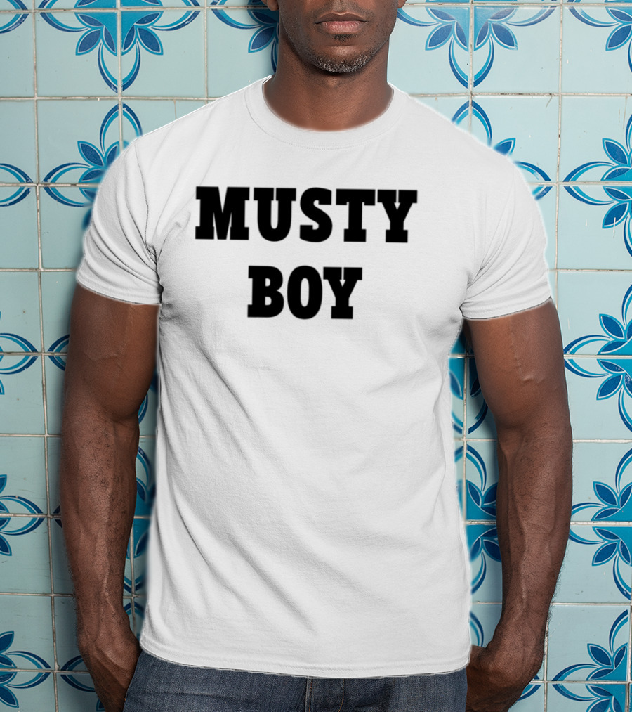 Musty Boy Fun Doodle Typography Hand-Drawn Sketch Style T-Shirt