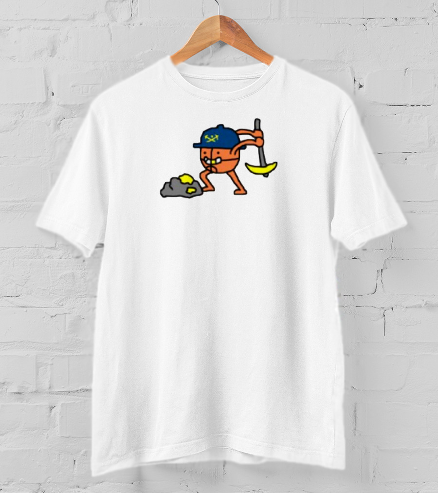Miner Character With Pickaxe Discovering Gold Nuggets T-Shirt