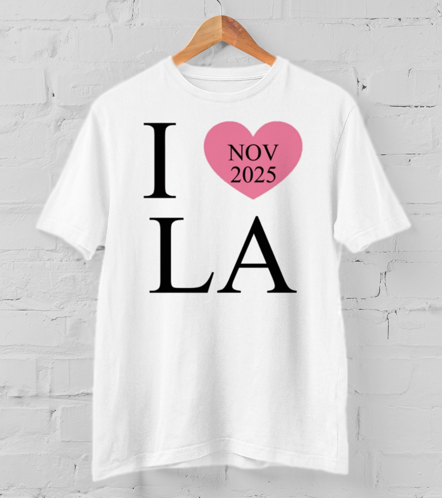 I Love LA Nov 2025 Heart Pink T-Shirt