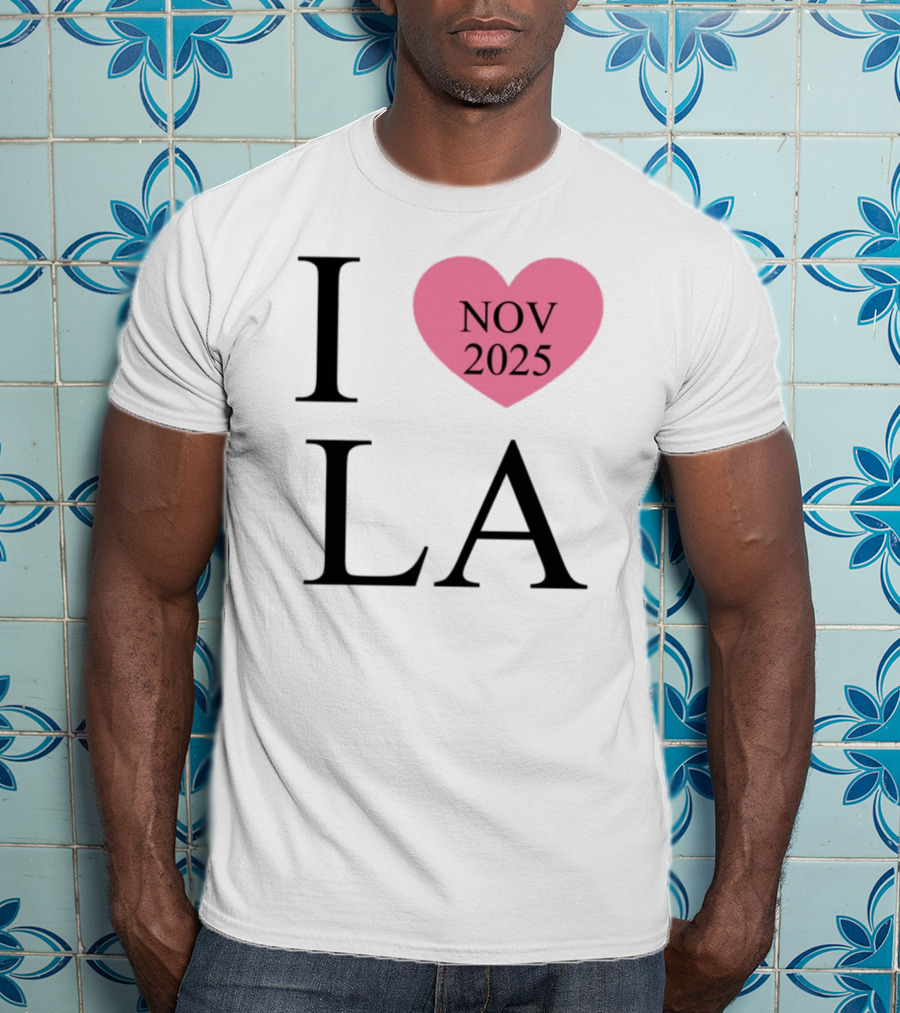 I Love LA Nov 2025 Heart Pink T-Shirt