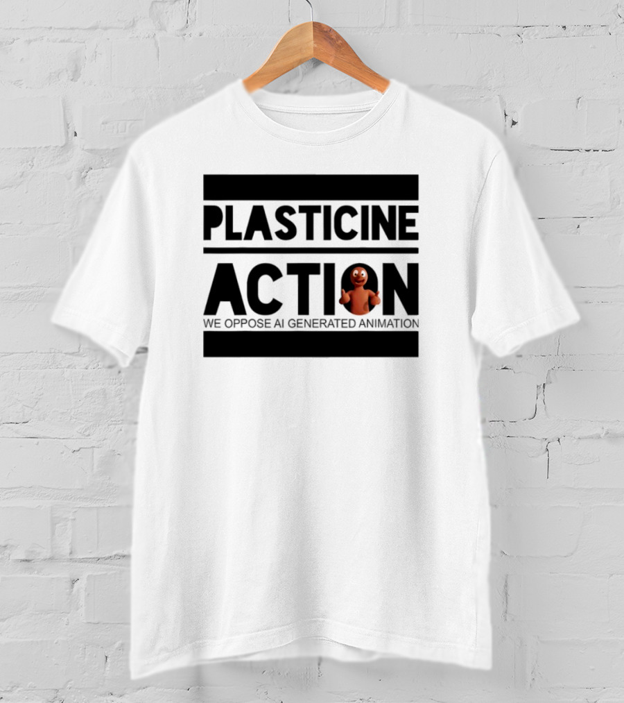 Plasticine Action We Oppose AI Generated Animation Claymation Thumbs Up T-Shirt