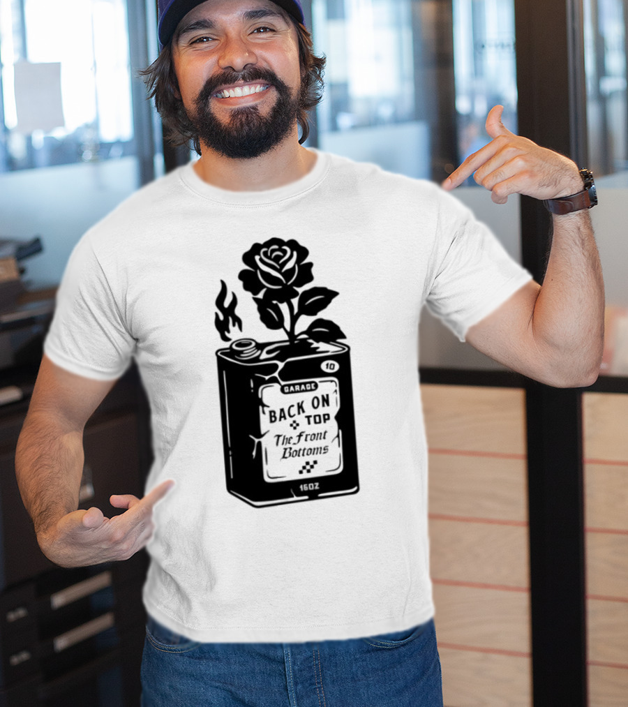 Back On Top The Front Bottoms Lighter-Inspired Art With Rose Motif T-Shirt