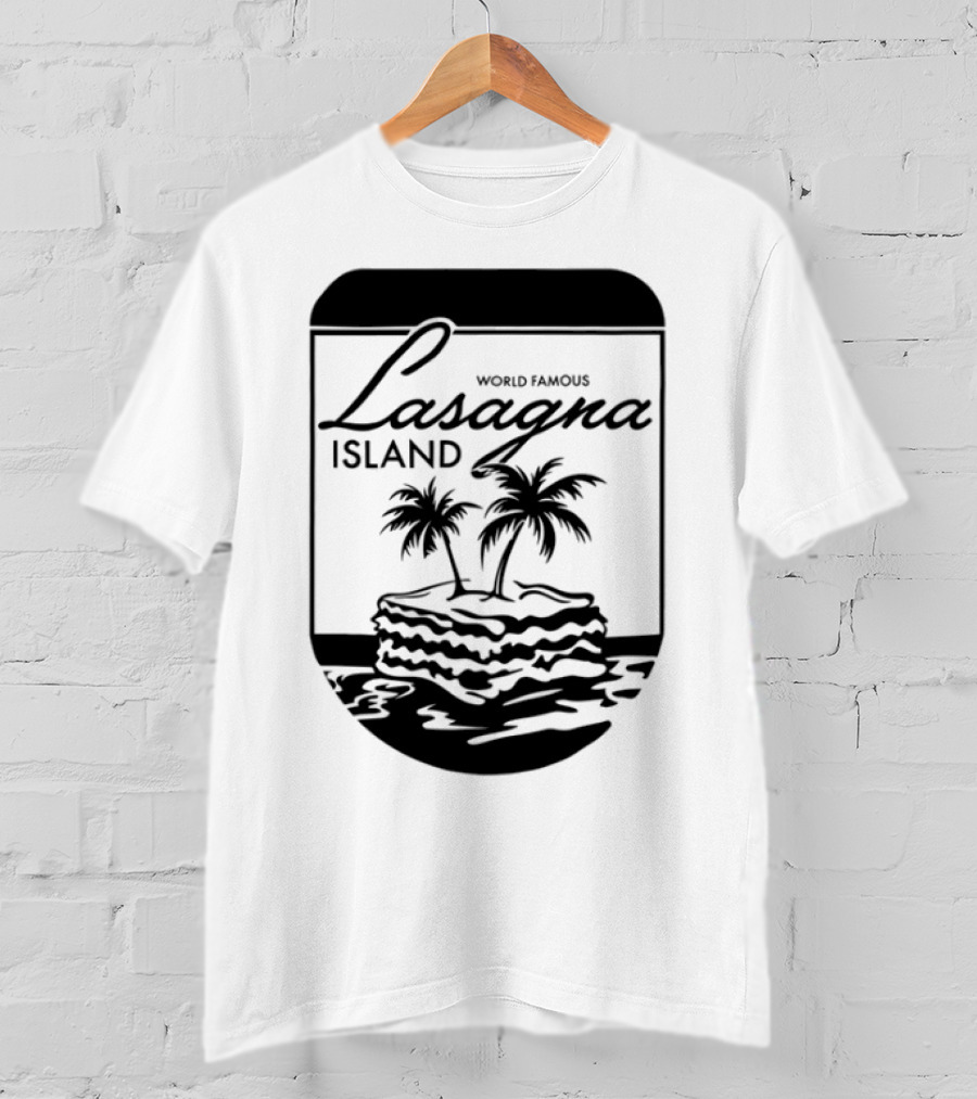 World Famous Lasagna Island Cat Cartoon Comic Humor Retro Style T-Shirt