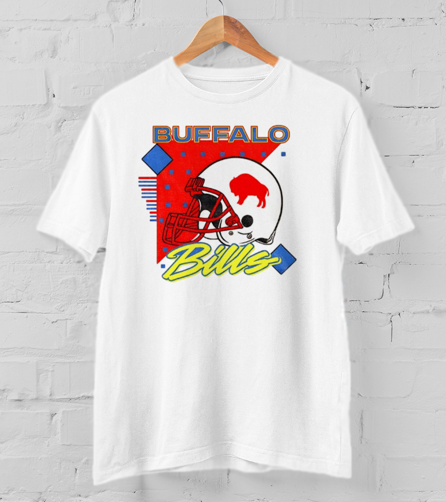Buffalo Bills 90s Style Football Helmet Retro NFL Game Day T-Shirt