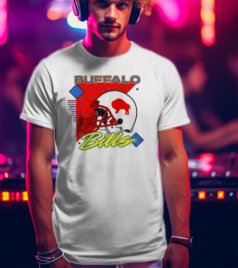 Buffalo Bills 90s Style Football Helmet Retro NFL Game Day T-Shirt