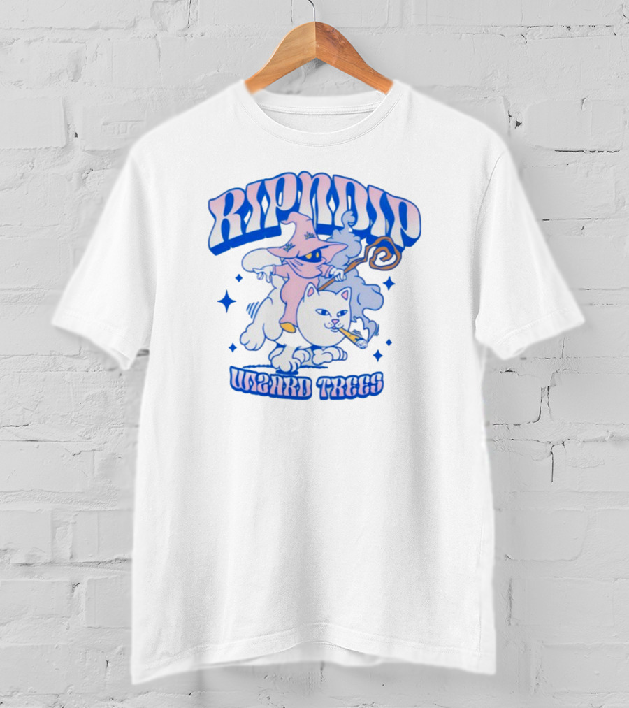 Ripndip Wizard Trees Smoking Cat Riding Clouds T-Shirt