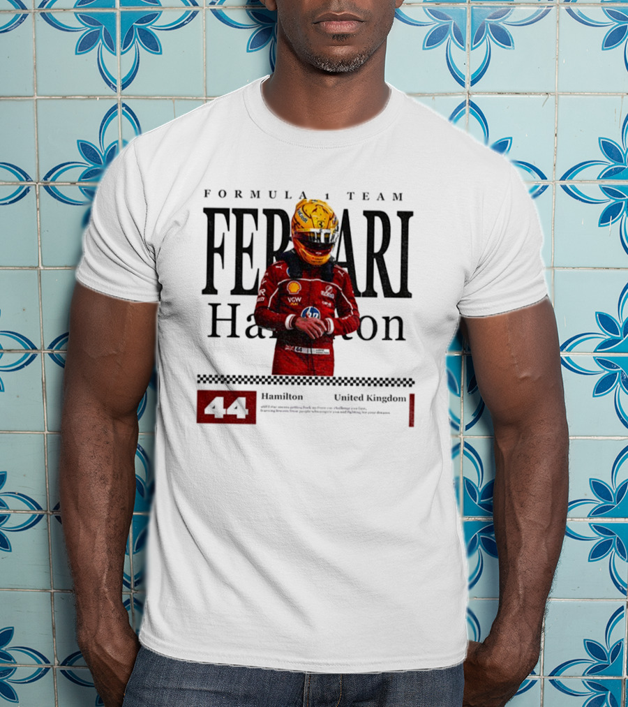 Ferrari Hamilton Red Racing Suit 44 UK Formula 1 Team T-Shirt