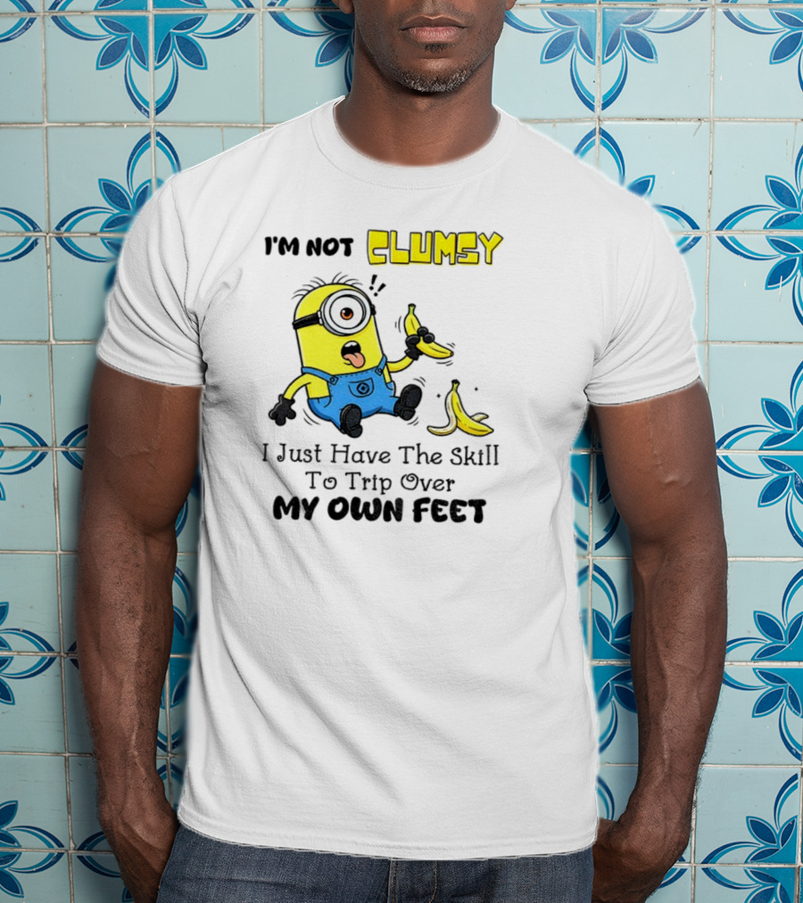 Minion Clumsy Banana Humor Trip Over My Own Feet T-Shirt