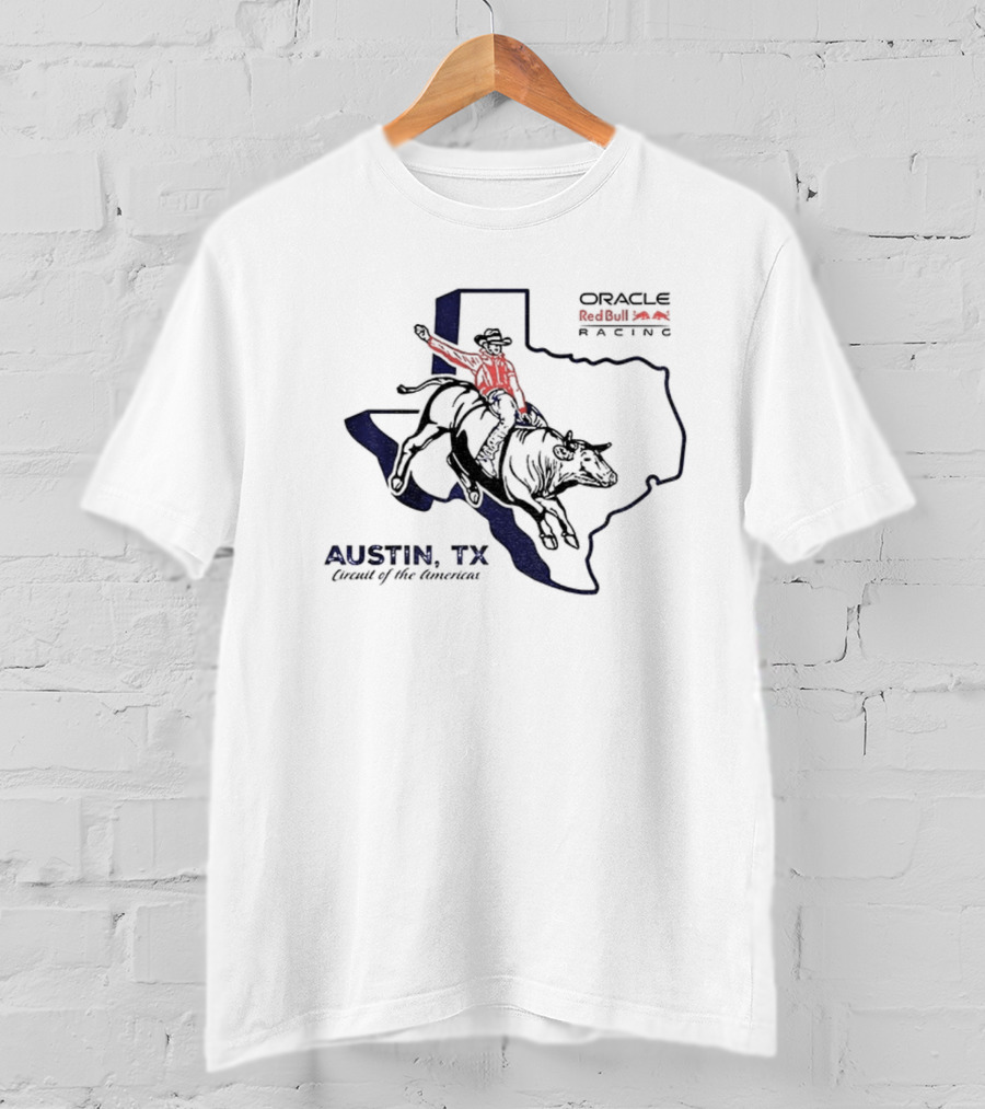 Oracle Red Bull Racing Austin TX Circuit Of The Americas Cowboy Bull Riding Texas Outline T-Shirt