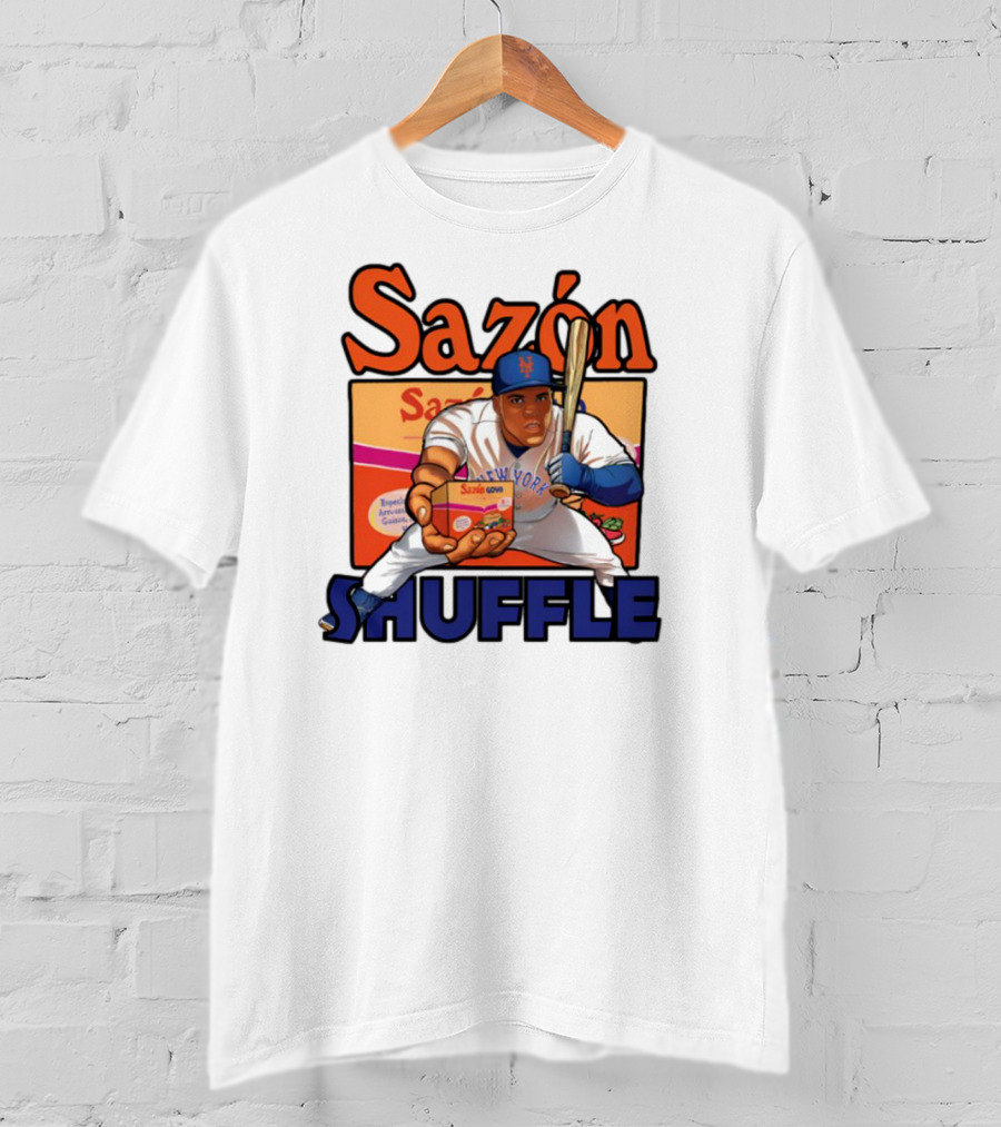 New York Sazón Goya Baseball Player Shuffle T-Shirt