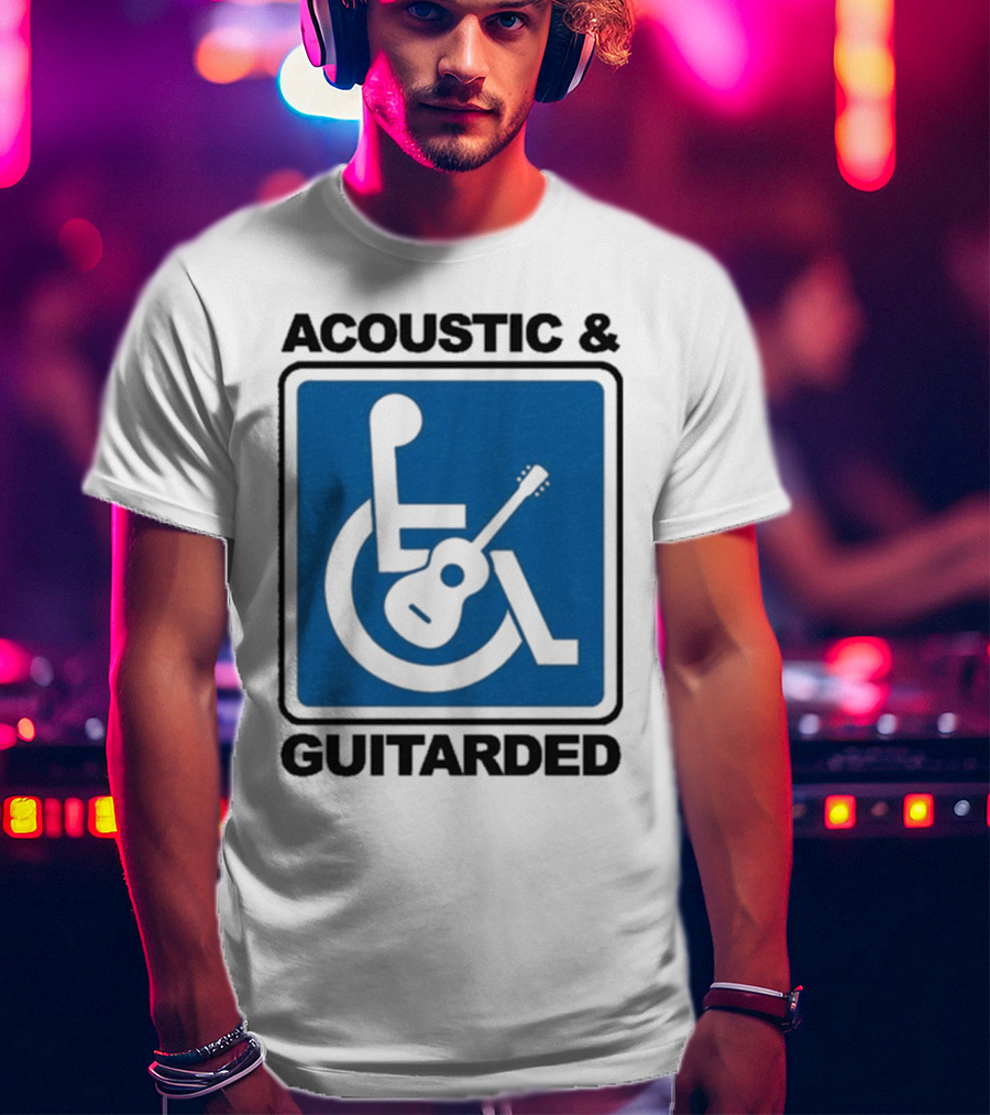 Acoustic And Guitarded Wheelchair Symbol Guitar Icon T-Shirt