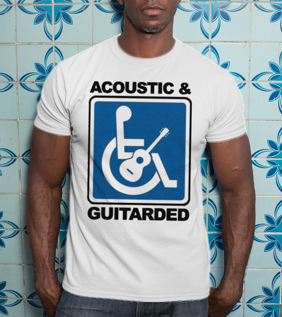 Acoustic And Guitarded Wheelchair Symbol Guitar Icon T-Shirt