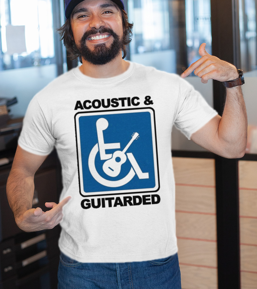 Acoustic And Guitarded Wheelchair Symbol Guitar Icon T-Shirt