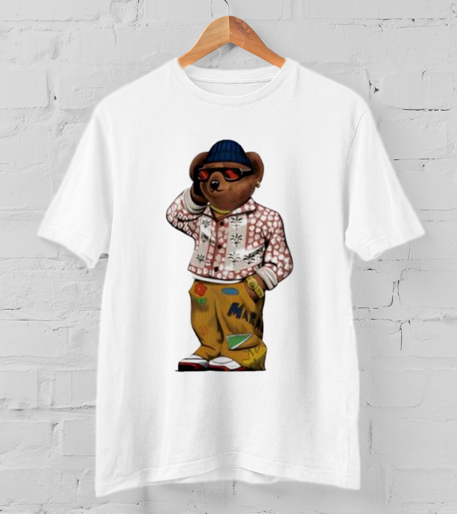 Folk Fitted Bear Floral Pattern Jacket Cool Style T-Shirt