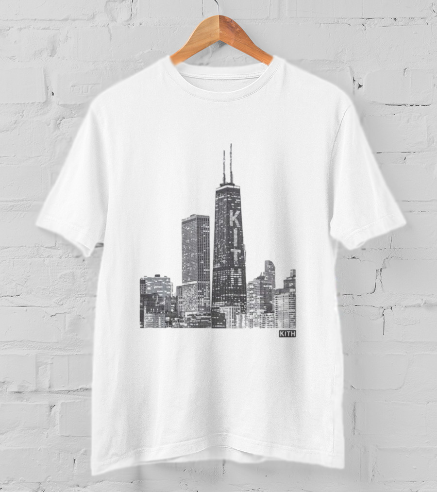 Kith Chicago Skyline Merchandise Featuring Iconic Skyscraper Artwork T-Shirt