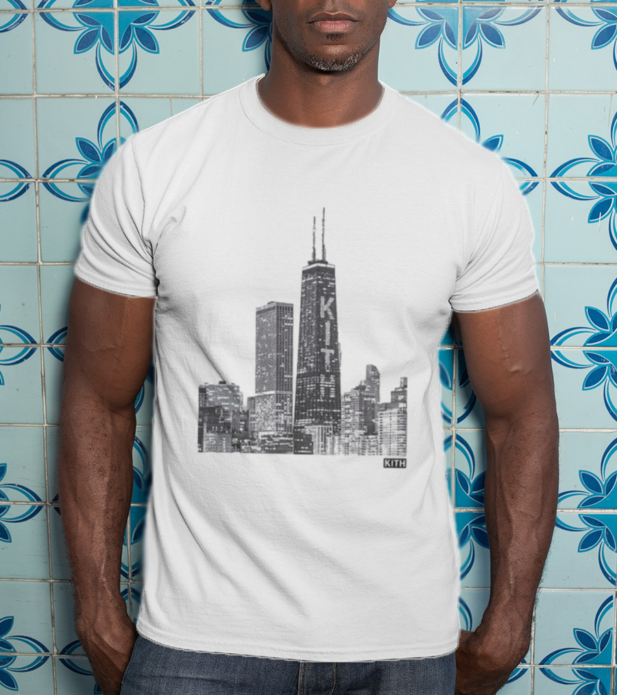 Kith Chicago Skyline Merchandise Featuring Iconic Skyscraper Artwork T-Shirt