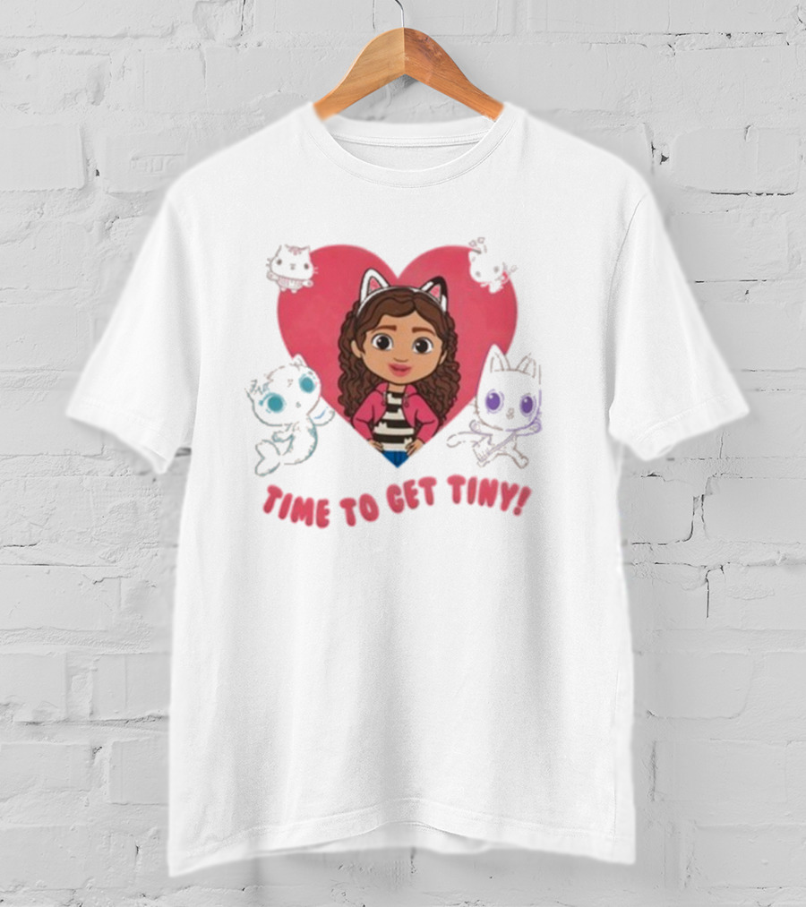 Time To Get Tiny Gabby’s Dollhouse Heart And Cats Characters T-Shirt