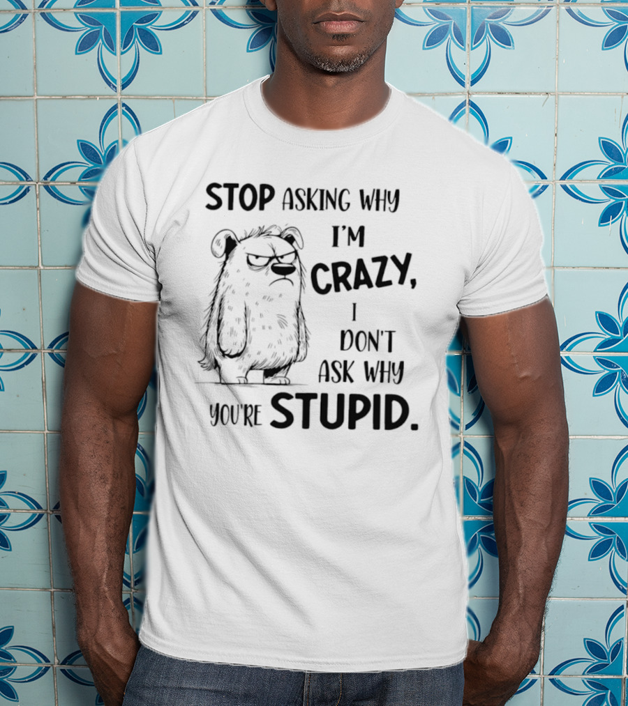 Stop Asking Why I’m Crazy I Don’t Ask Why You’re Stupid Grumpy Monster T-Shirt