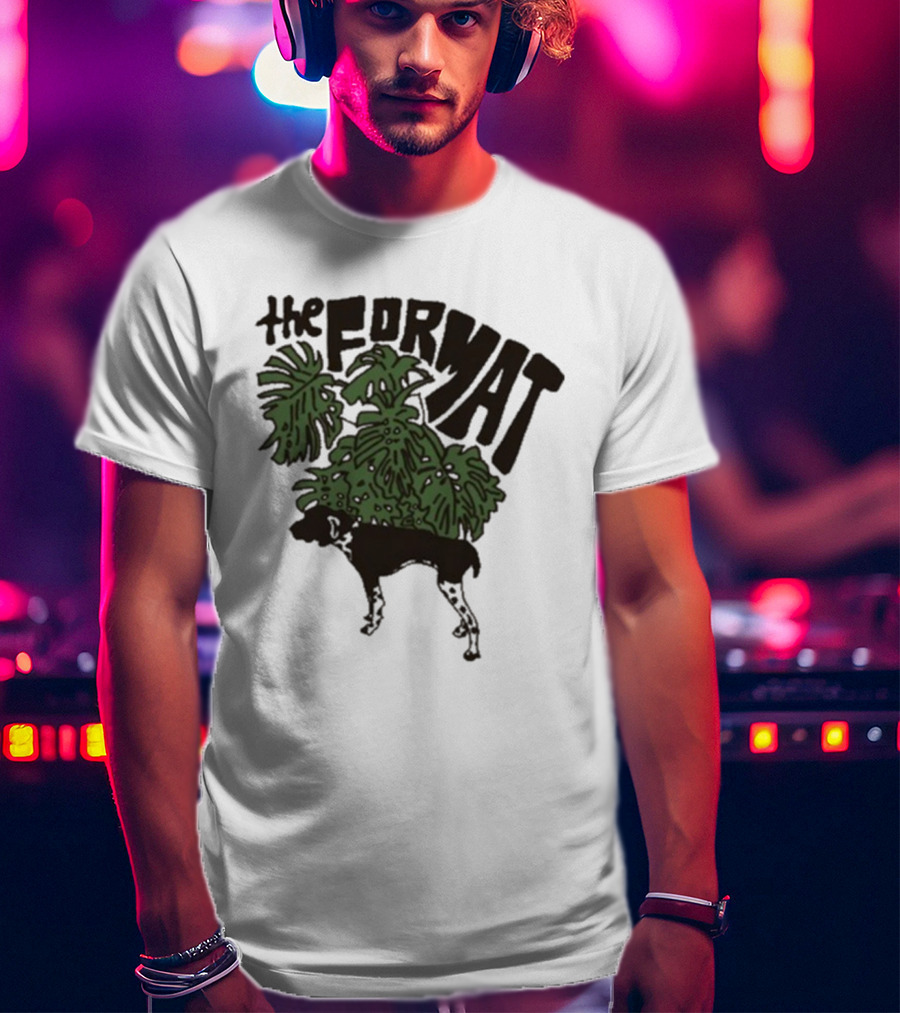 The Format Tropical Leaves And Dog Mustard T-Shirt