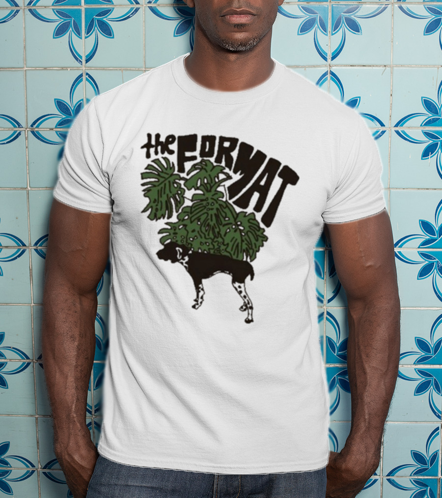 The Format Tropical Leaves And Dog Mustard T-Shirt