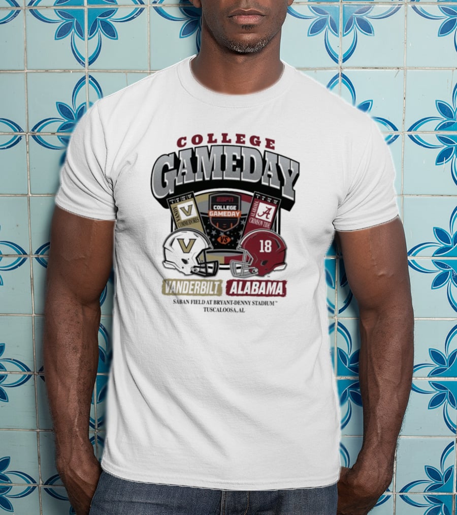 College GameDay Vanderbilt Commodores Vs Alabama Crimson Tide Saban Field Bryant Denny Stadium Tuscaloosa 2025 T-Shirt