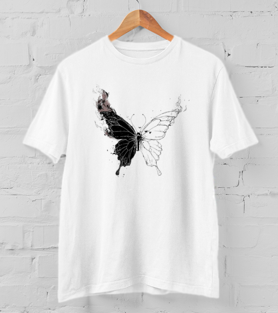 Princess Goes Butterfly Diagram Black Wings Illustration T-Shirt