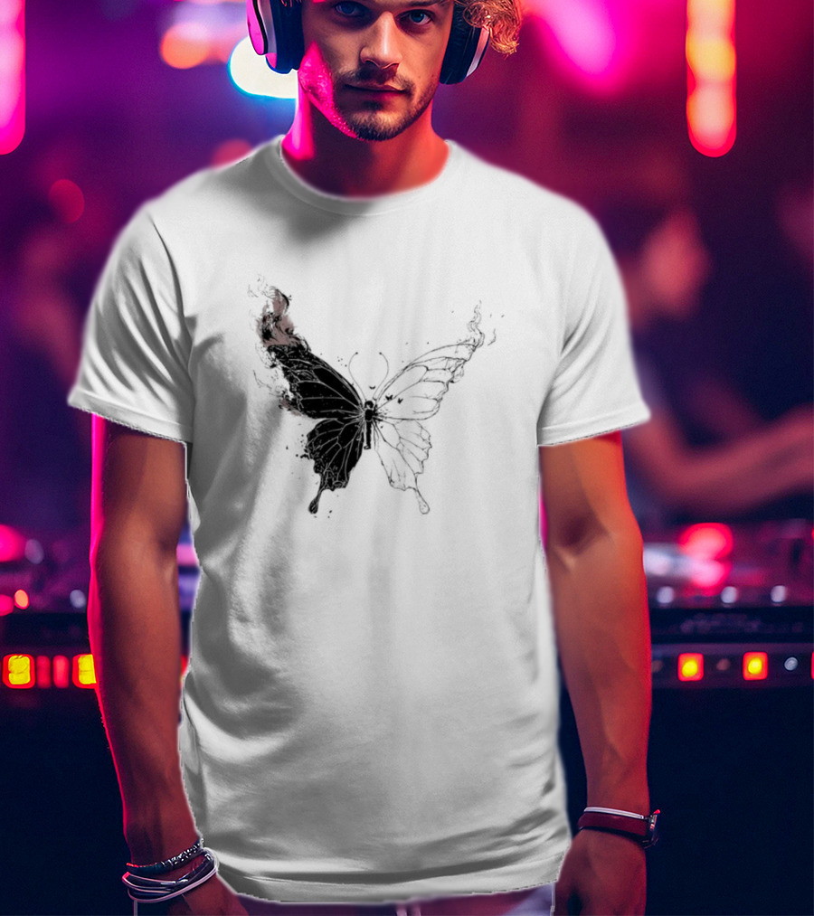 Princess Goes Butterfly Diagram Black Wings Illustration T-Shirt