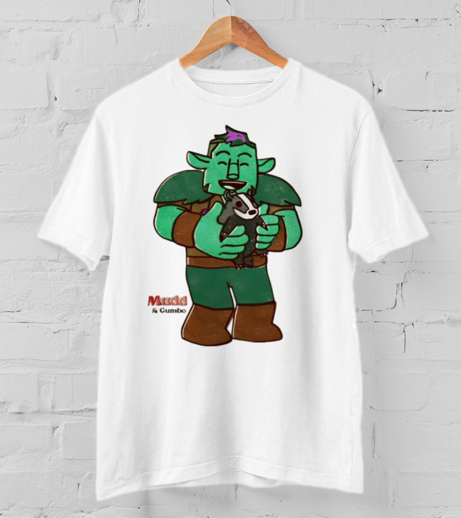 Mudd & Omino Goblin Character Embracing Pet Badger T-Shirt