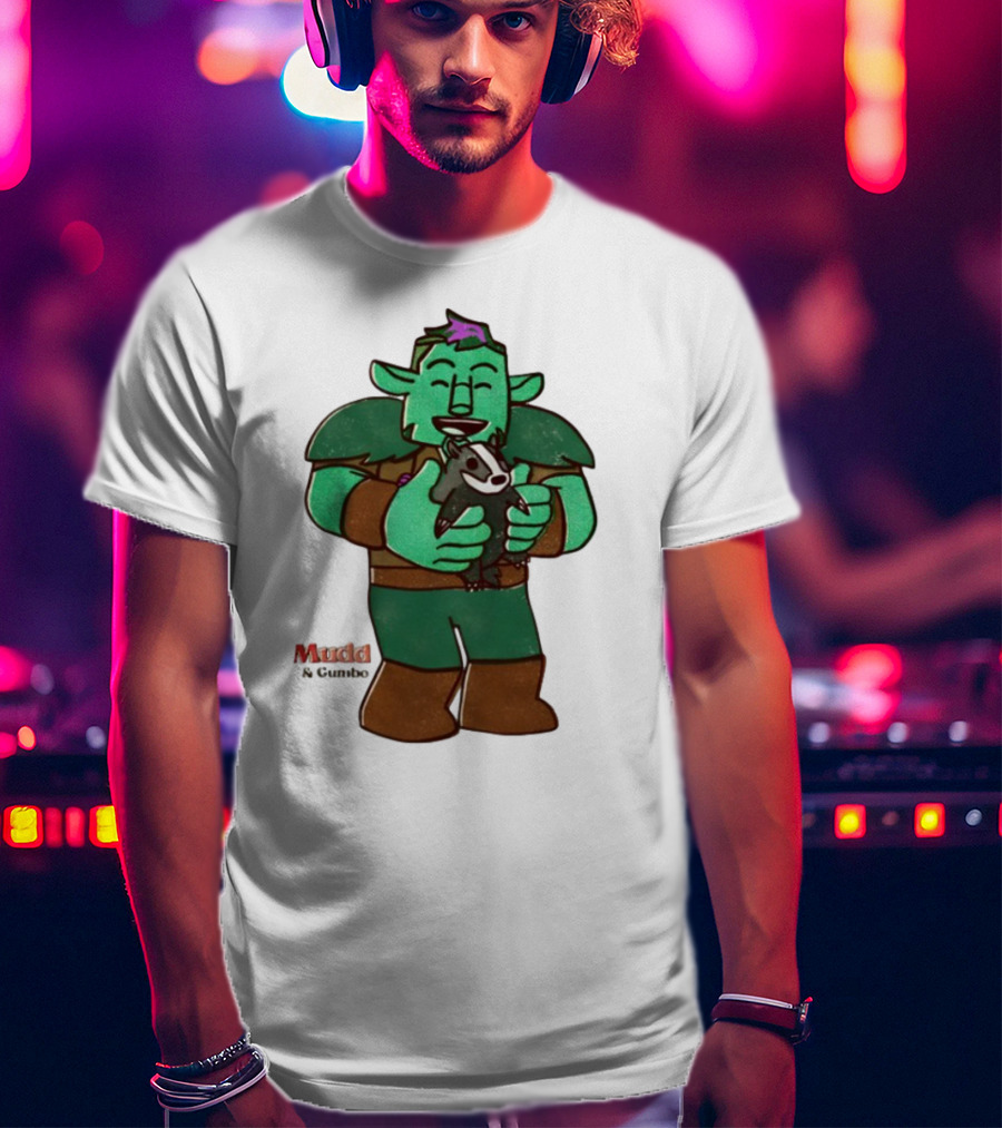 Mudd & Omino Goblin Character Embracing Pet Badger T-Shirt