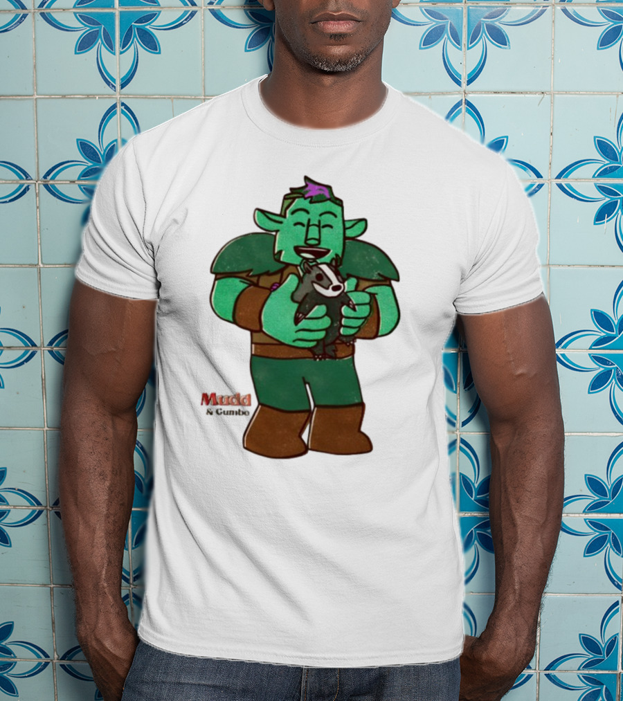 Mudd & Omino Goblin Character Embracing Pet Badger T-Shirt