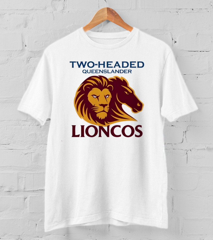 Two Headed Queenslander Lioncos Lion And Horse Head T-Shirt