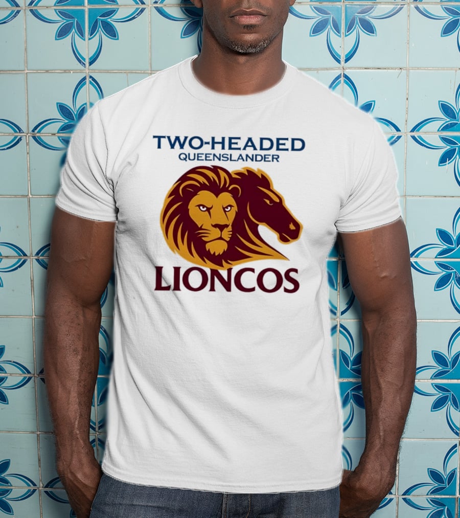Two Headed Queenslander Lioncos Lion And Horse Head T-Shirt