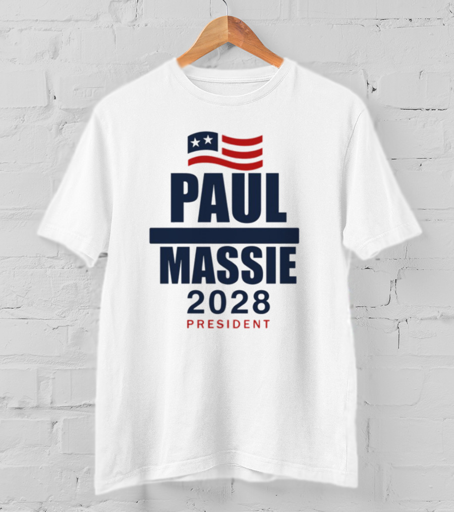 Paul Massie 2028 President Campaign With American Flag Icon T-Shirt