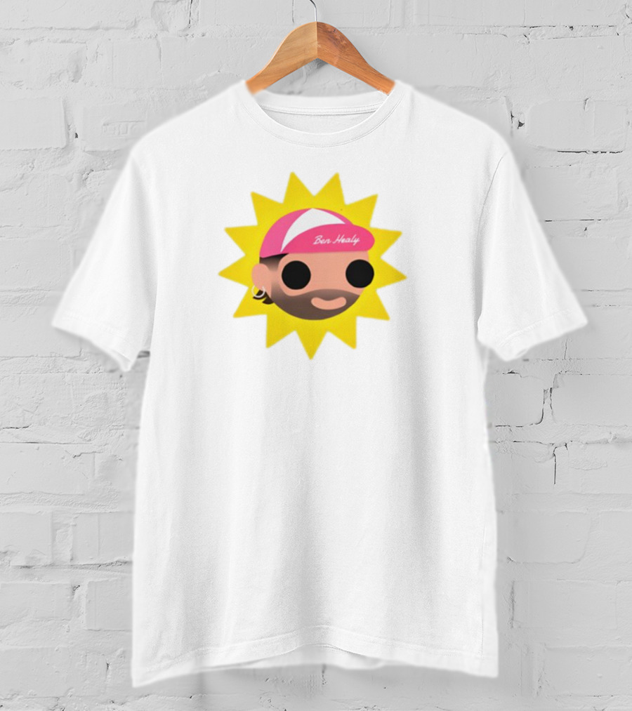 Ben Healy 2025 Pink Cap Yellow Sunburst T-Shirt