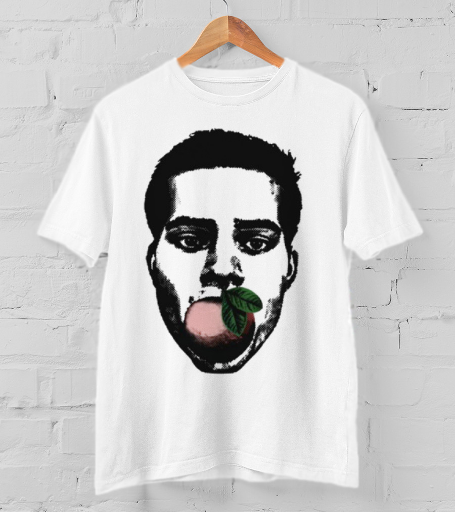 ``` Nick Wilkins Orange Face With Red Apple And Leaves ``` T-Shirt