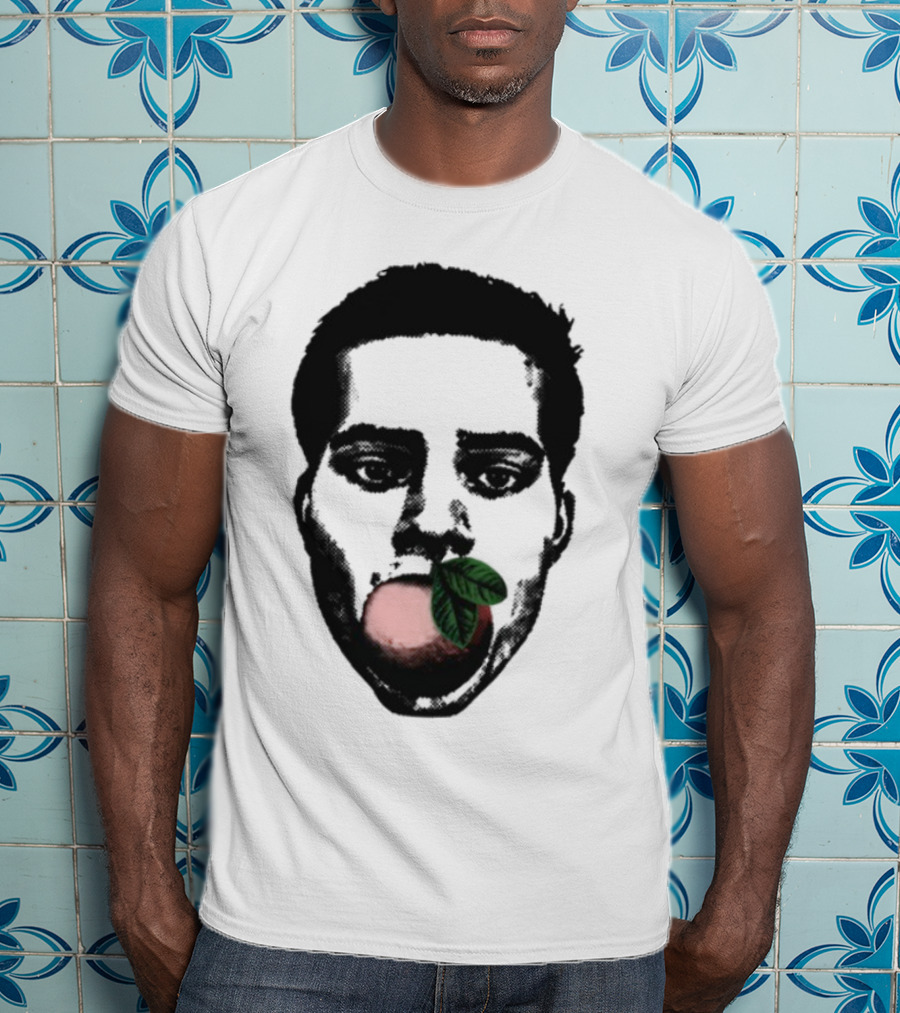 ``` Nick Wilkins Orange Face With Red Apple And Leaves ``` T-Shirt