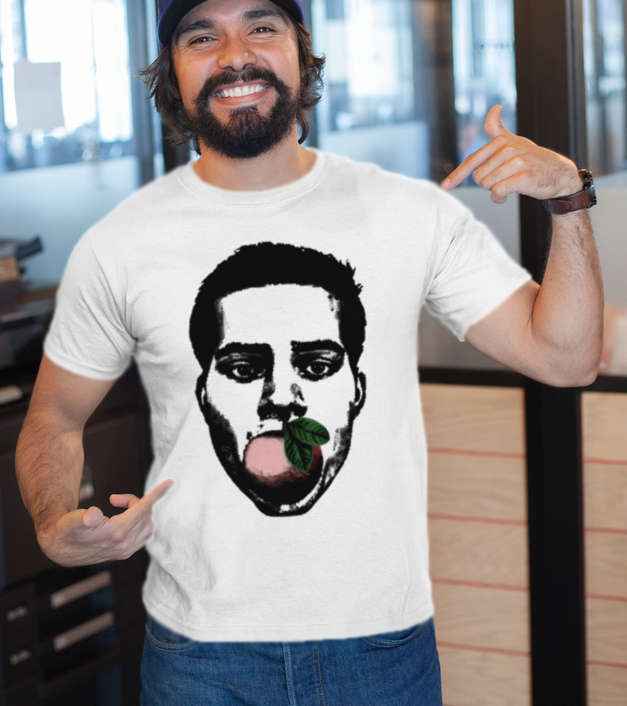 ``` Nick Wilkins Orange Face With Red Apple And Leaves ``` T-Shirt