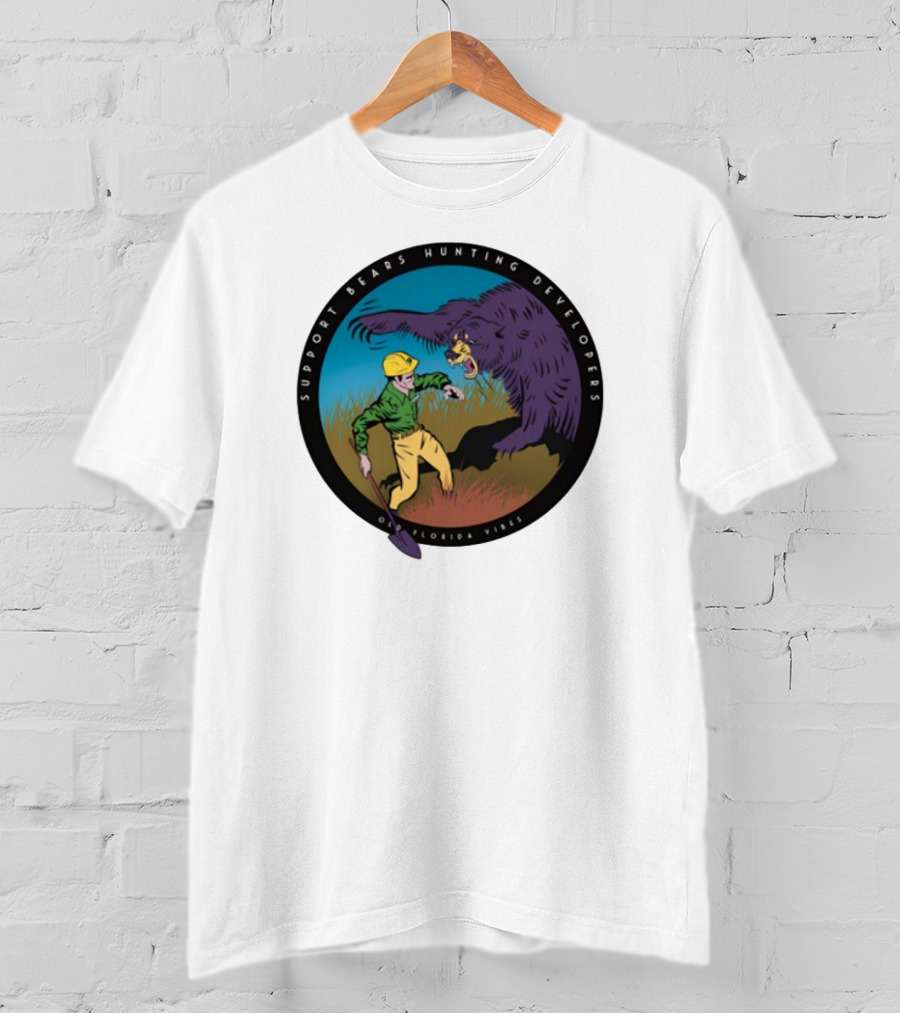 Support Bears Hunting Developers Old Florida Vibes Graphic T-Shirt