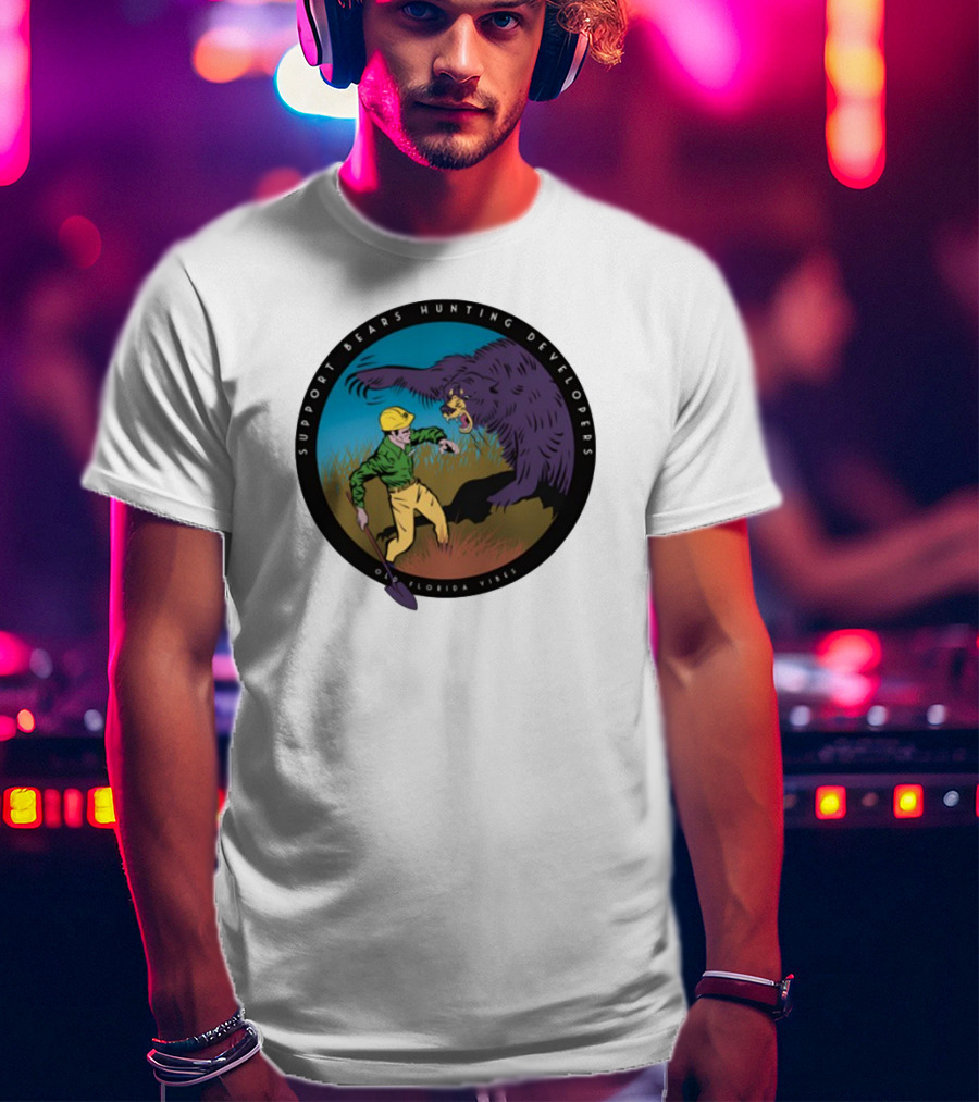 Support Bears Hunting Developers Old Florida Vibes Graphic T-Shirt