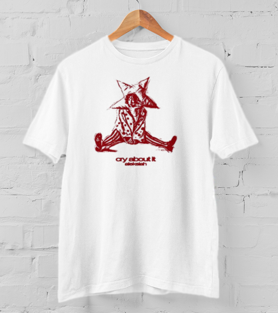 Aleksiah Cry About It Red Sketchy Cat Ears Print T-Shirt